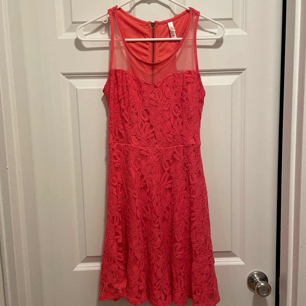 Xhilaration Coral Lace Mini Dress